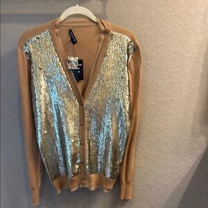 JONES NEW YORK Sequin Embellished Tan Cardigan NWT